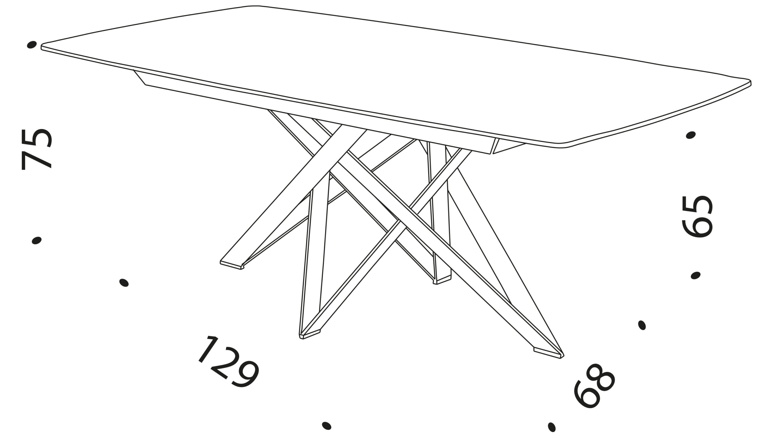 DOUGLAS marmo o legno 2 cm Disegno nero Vista lato lungo