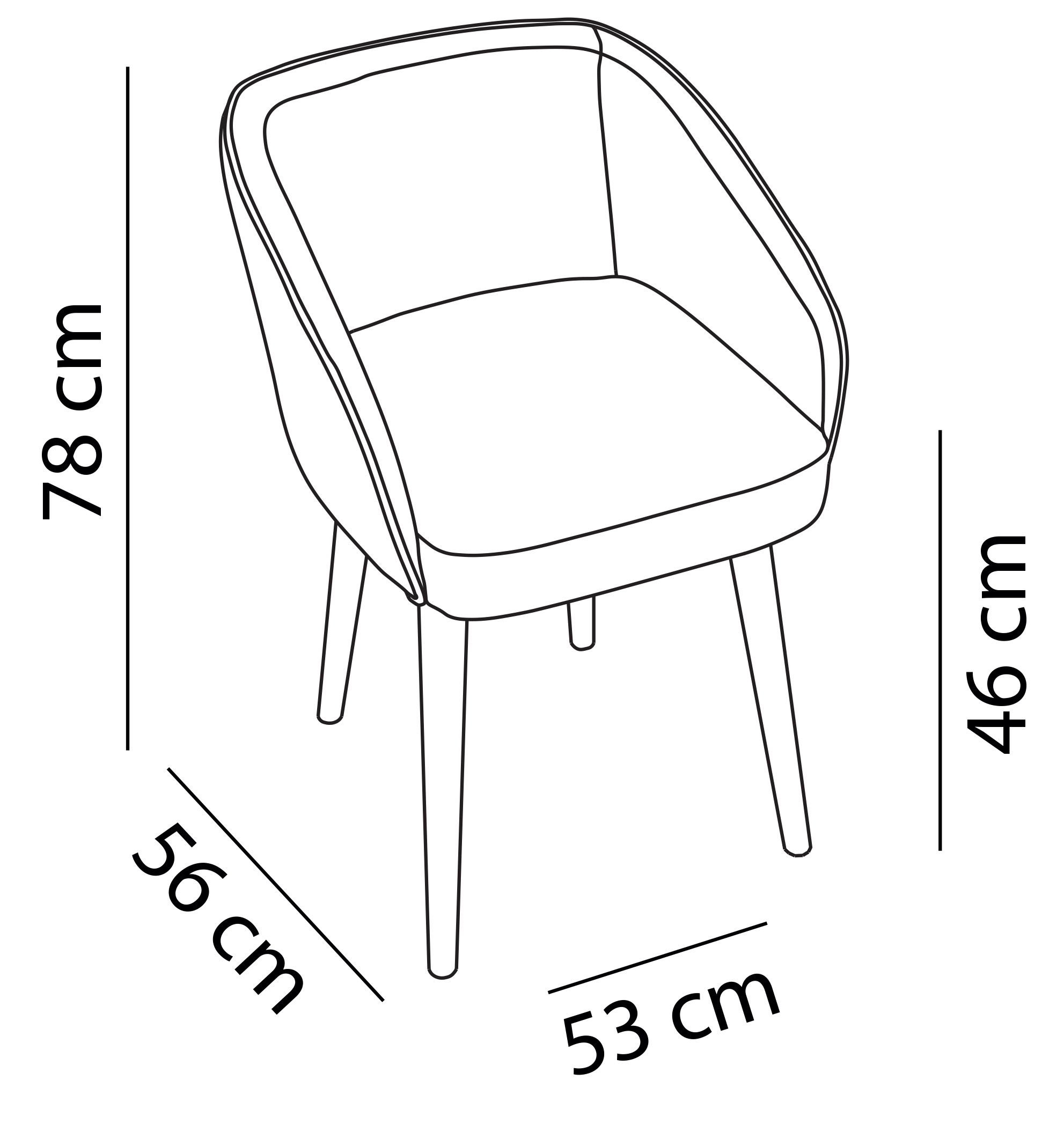 SEDIA DILETTA NERO Disegno per il catalogo
